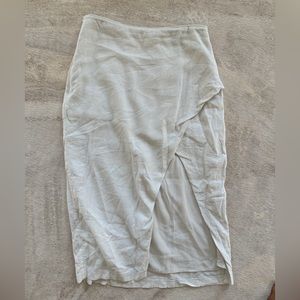 A&F White Linen Midi Skirt
